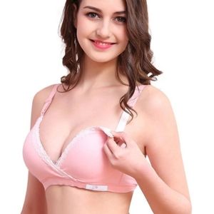 MOMMA's Pink Comfy Wireless Anti-Odor Maternity Bra Lrg NWOT